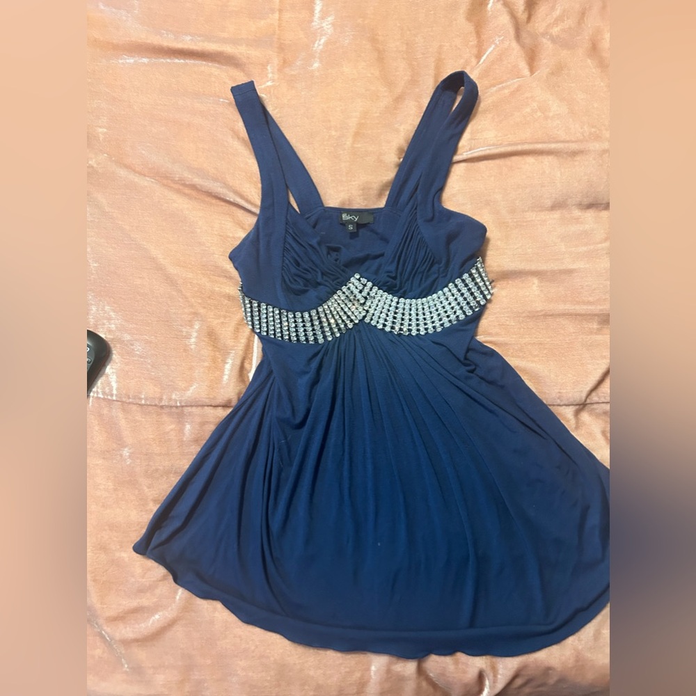 Sky Rhinestone Top